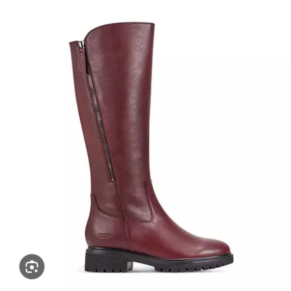 Rockport Burgundy Boots Ivette Leather Knee High Waterproof Lug Sole NWOT 8.5M